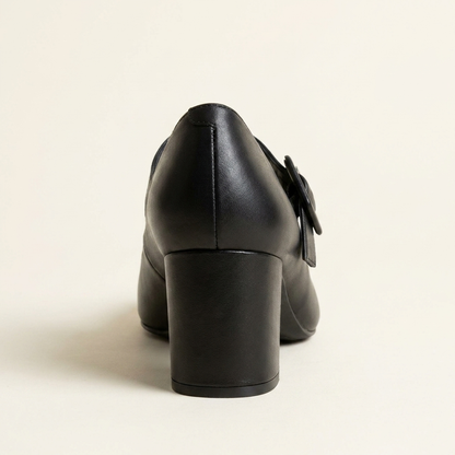VelouraAvenue Buckle Block Heel Pumps - Black - Back