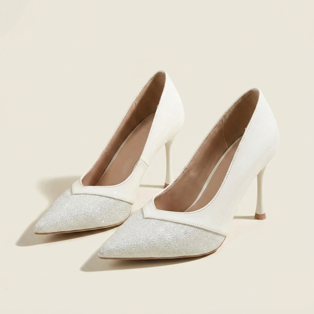 VelouraAvenue Point Toe Stiletto Pumps - White - Front