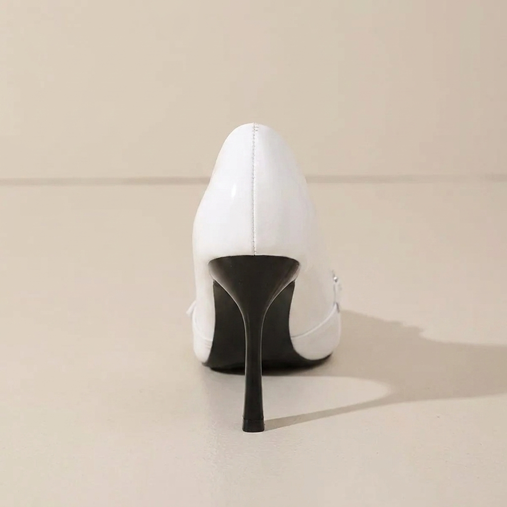 VelouraAvenue Point Toe High Heels Pumps - White - Back