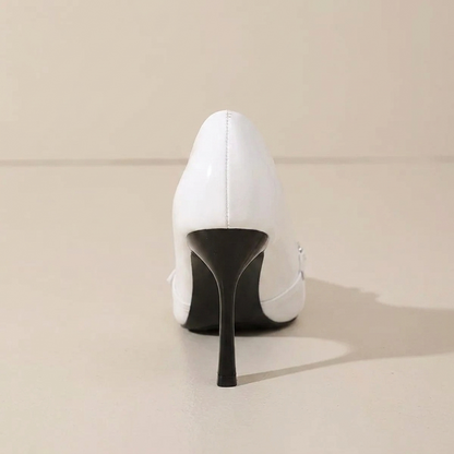 VelouraAvenue Point Toe High Heels Pumps - White - Back