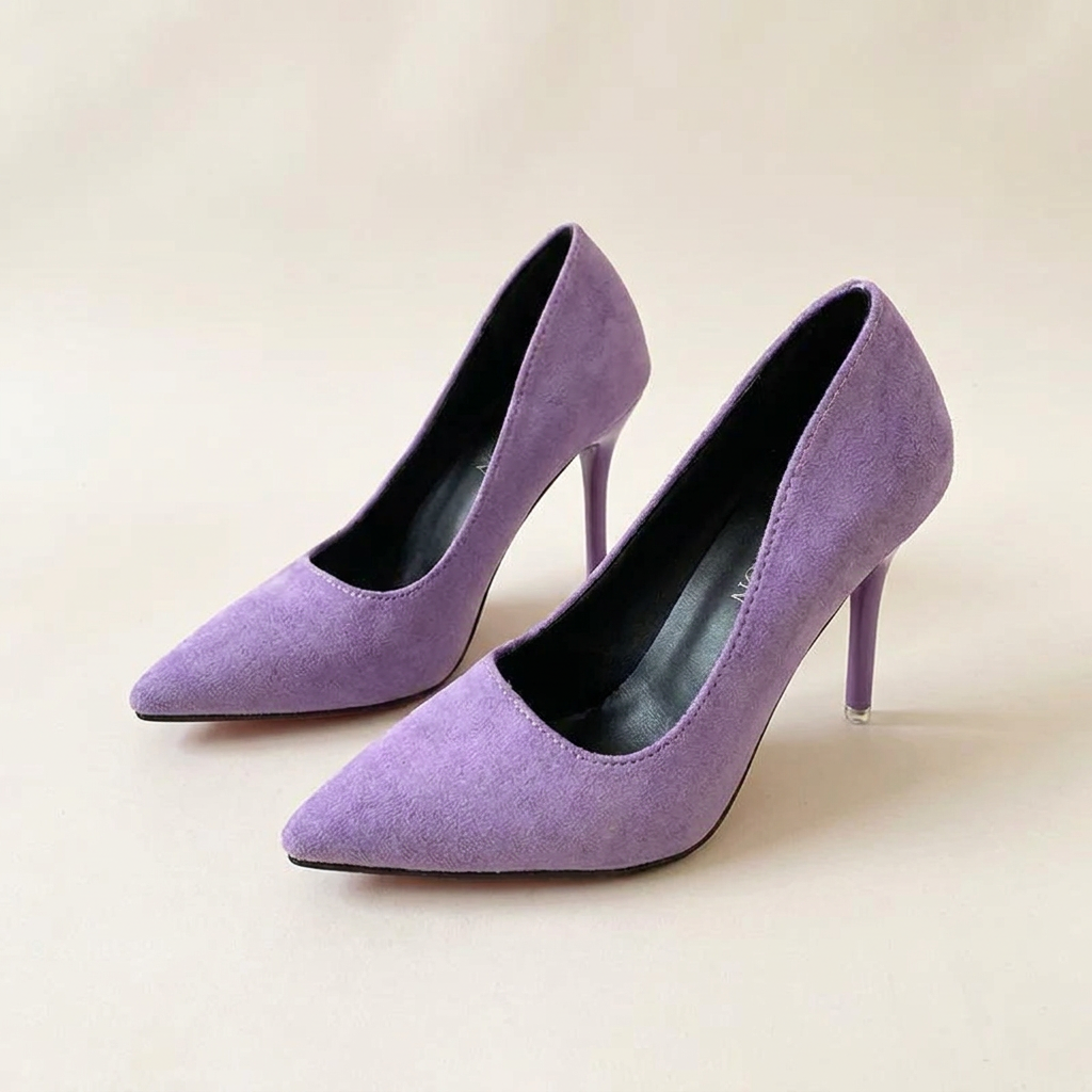 VelouraAvenue Point Toe Stiletto Pumps 1 - Lilac - Front