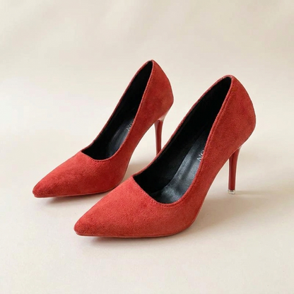 VelouraAvenue Point Toe Stiletto Pumps 1 - Red - Front