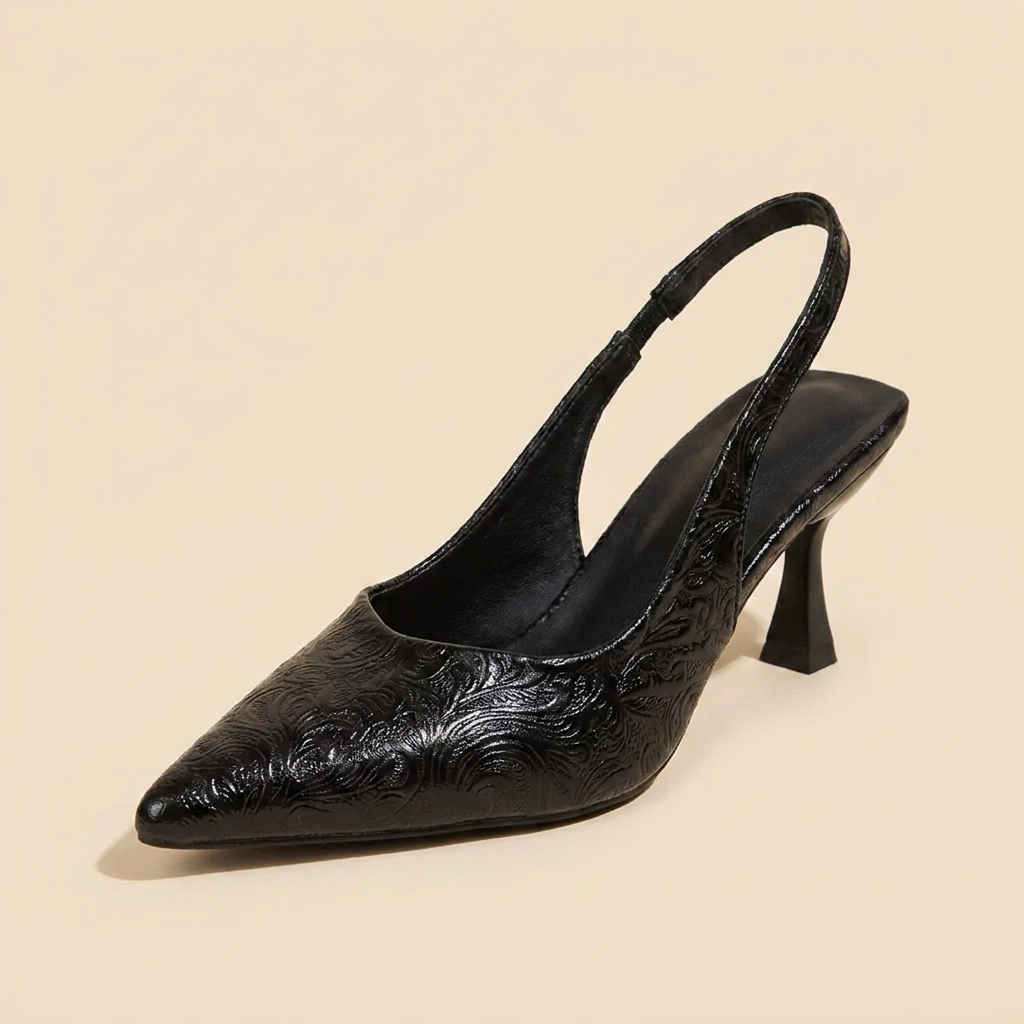 VelouraAvenue Point Toe Slingback Pumps - Black - Single Front