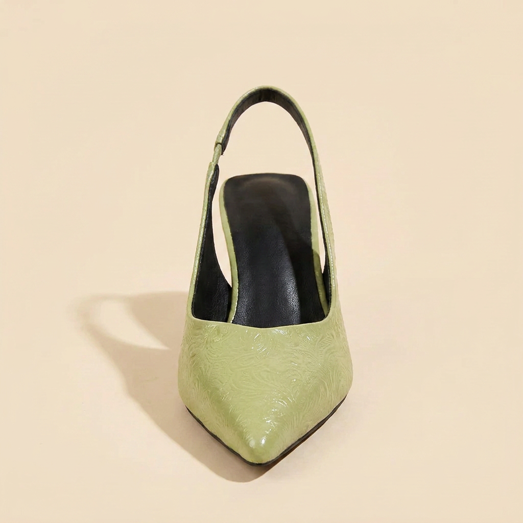 VelouraAvenue Point Toe Slingback Pumps - Green - Single Front