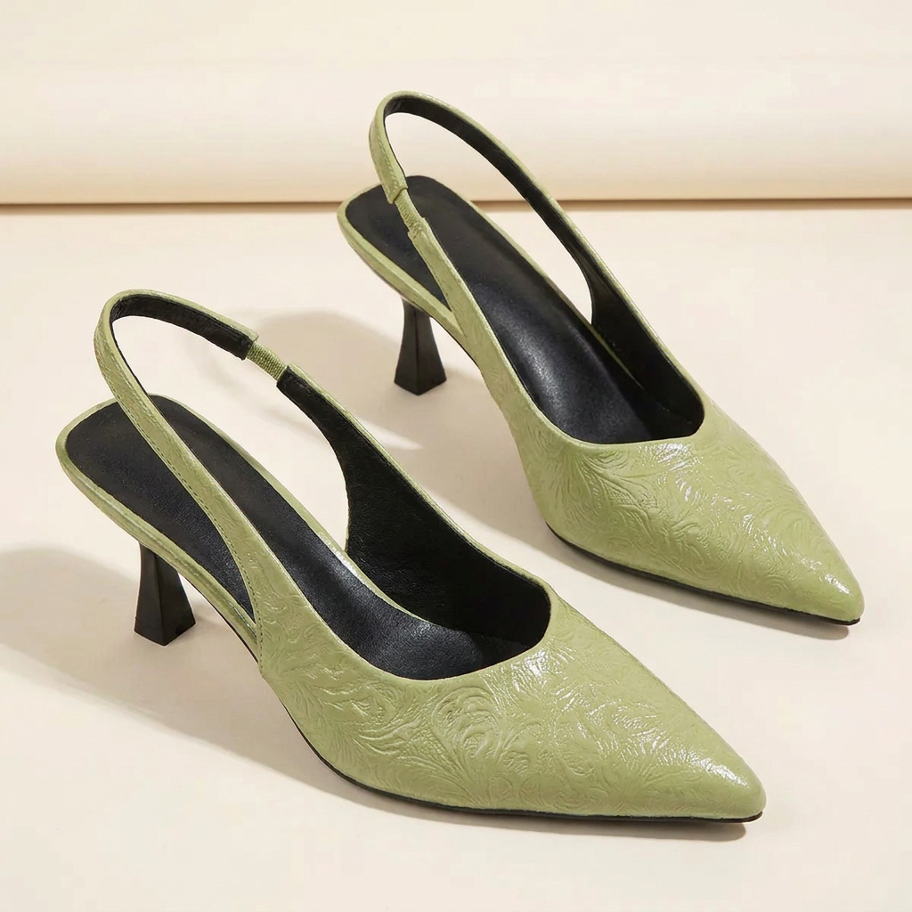 VelouraAvenue Point Toe Slingback Pumps - Green - Front
