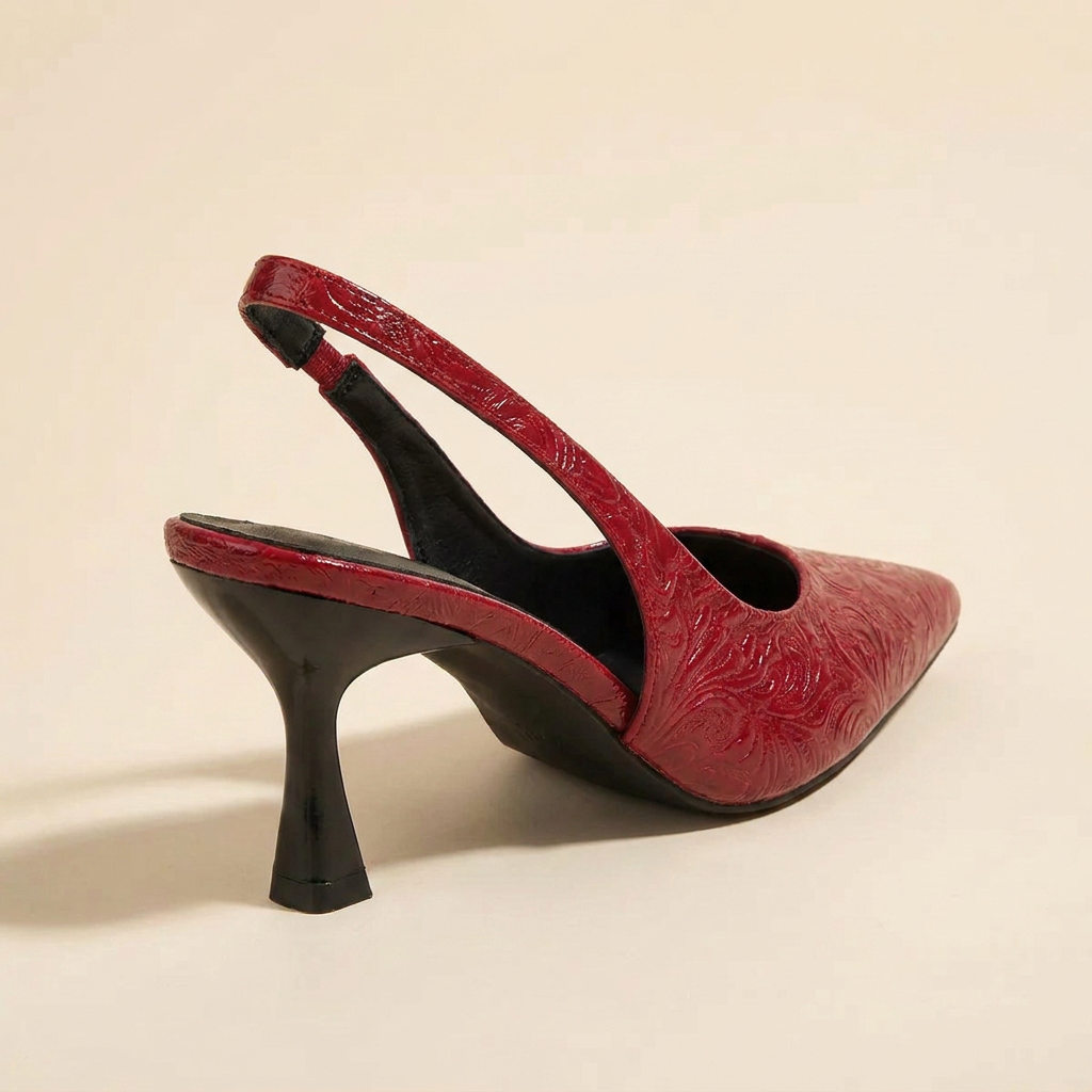 VelouraAvenue Point Toe Slingback Pumps - Red - Back