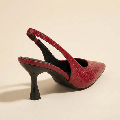 VelouraAvenue Point Toe Slingback Pumps - Red - Back