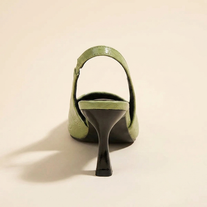 VelouraAvenue Point Toe Slingback Pumps - Green - Back