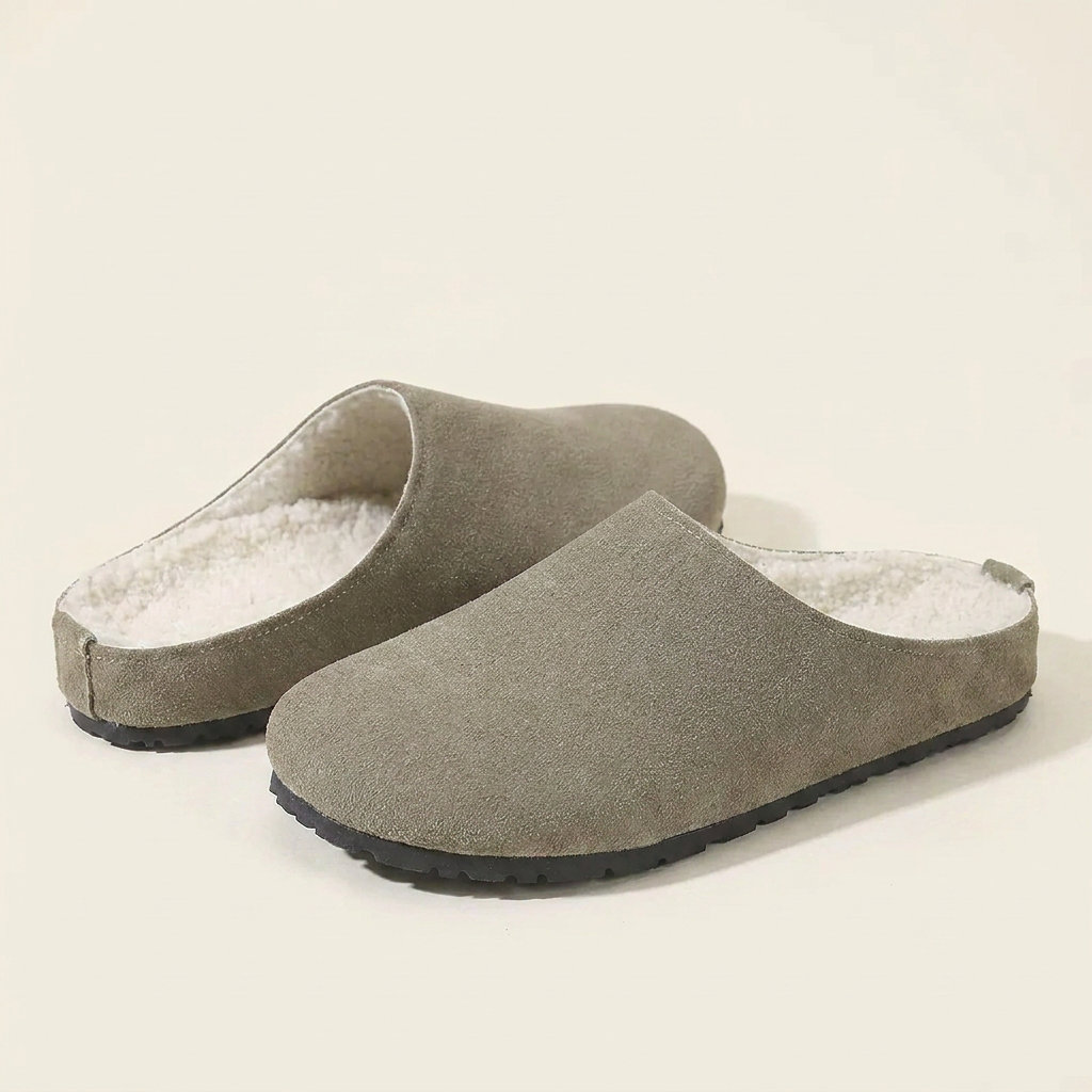 VelouraAvenue Round Toe Flats Slippers - Khaki - Front