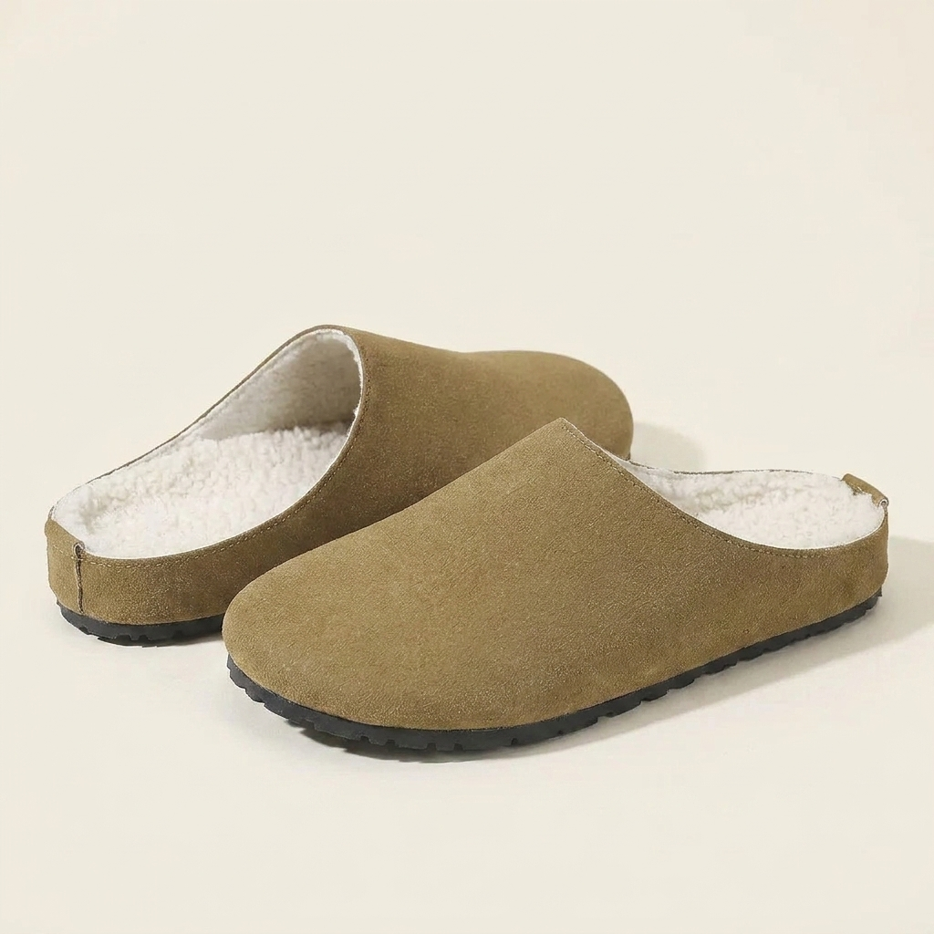 VelouraAvenue Round Toe Flats Slippers - Camel - Front