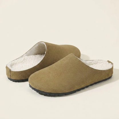 VelouraAvenue Round Toe Flats Slippers - Camel - Front