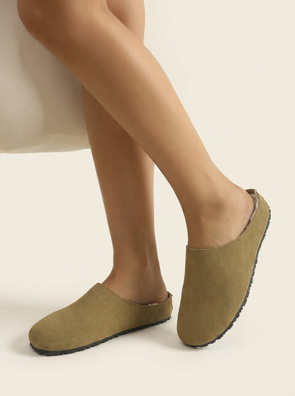 VelouraAvenue Round Toe Flats Slippers - Camel - Model