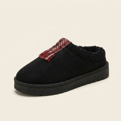 VelouraAvenue Round Toe Platform Slippers - Black - Single Front