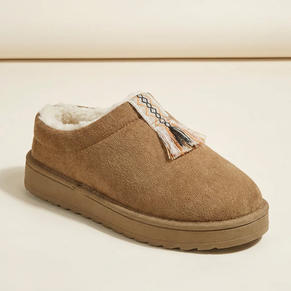 VelouraAvenue Round Toe Platform Slippers - Camel - Single Front