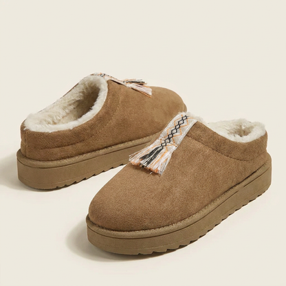 VelouraAvenue Round Toe Platform Slippers - Camel - Front