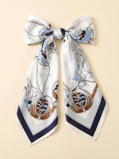 Nautical Silk Scarf - Ivory - Bow