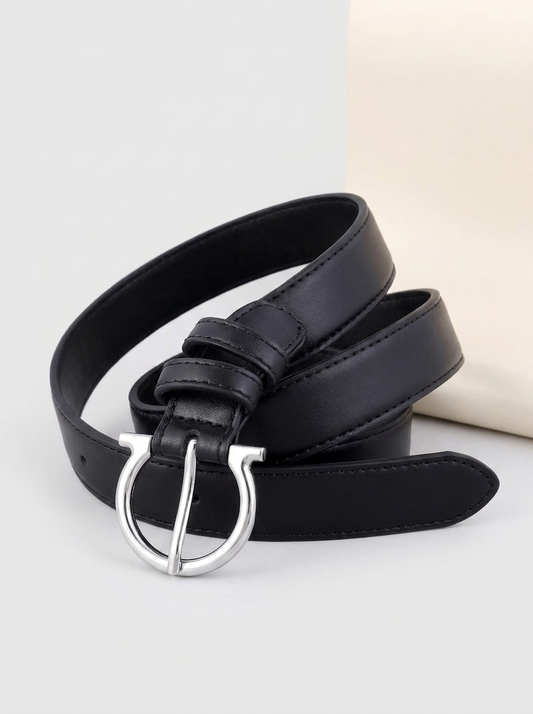 VelouraAvenue Buckle Leather Belt - Black - Image 1