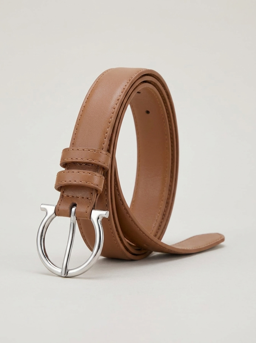 VelouraAvenue Buckle Leather Belt - Brown - Image 2