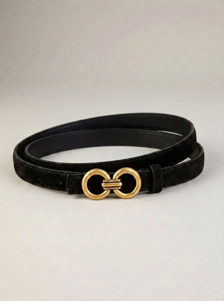 VelouraAvenue Double Circle Buckle Belt - Black - Image 1