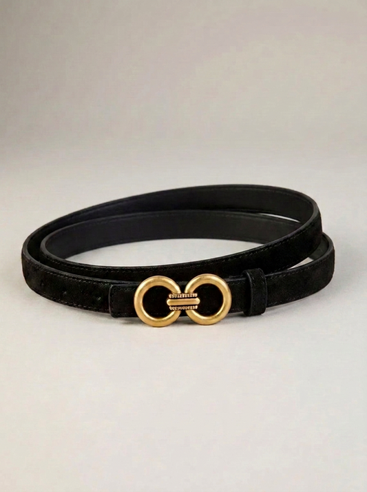 VelouraAvenue Double Circle Buckle Belt - Black - Image 1