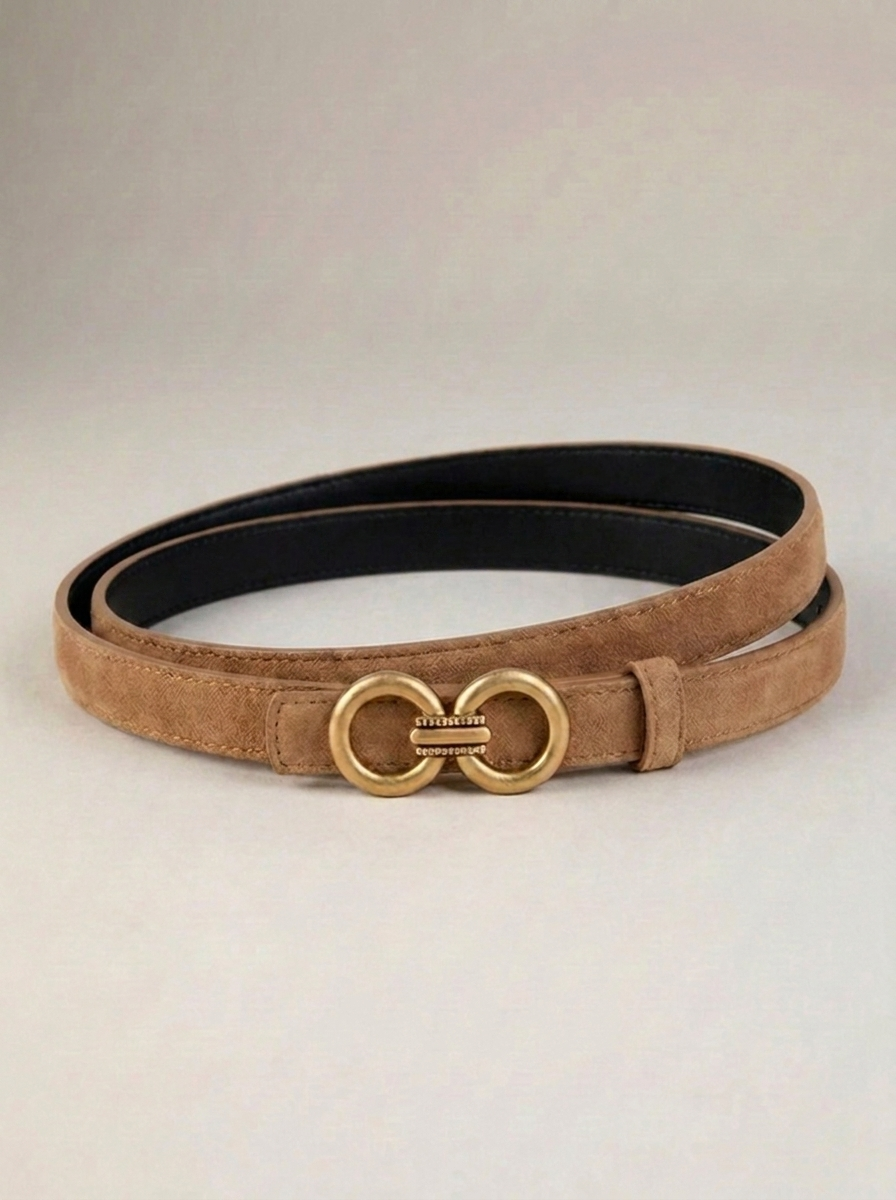 VelouraAvenue Double Circle Buckle Belt - Brown - Image 2