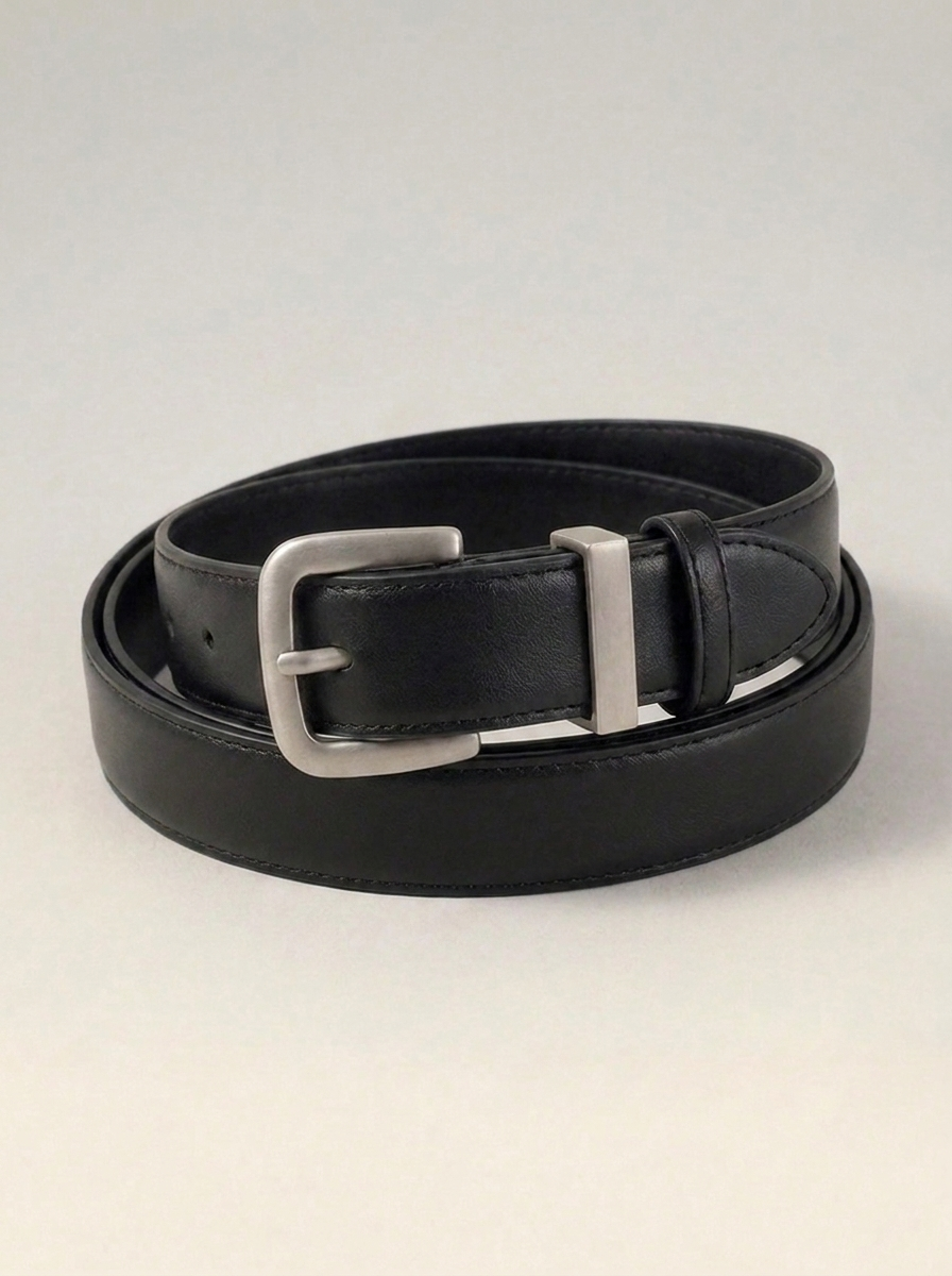 VelouraAvenue Silver Buckle Belt - Black - Image 1