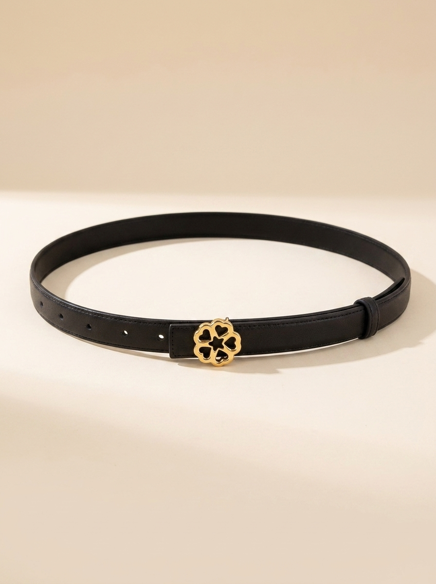 VelouraAvenue Floral Buckle Belt - Black - Image 1