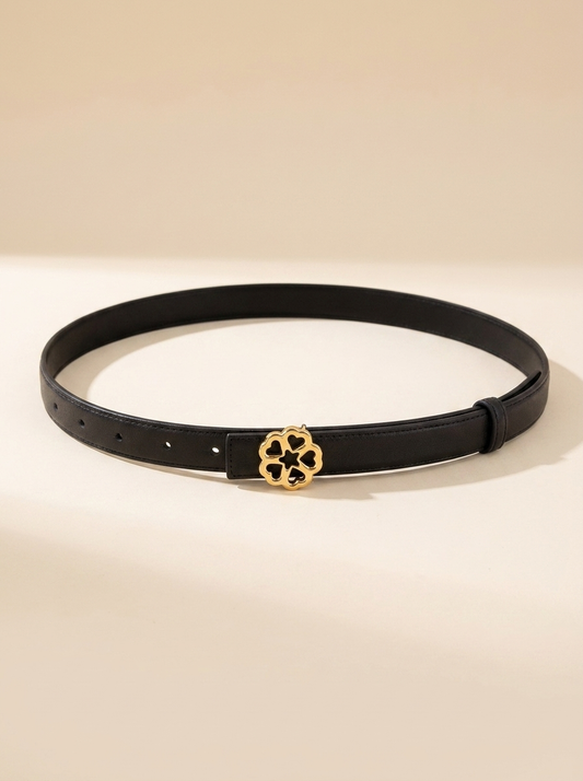 VelouraAvenue Floral Buckle Belt - Black - Image 1