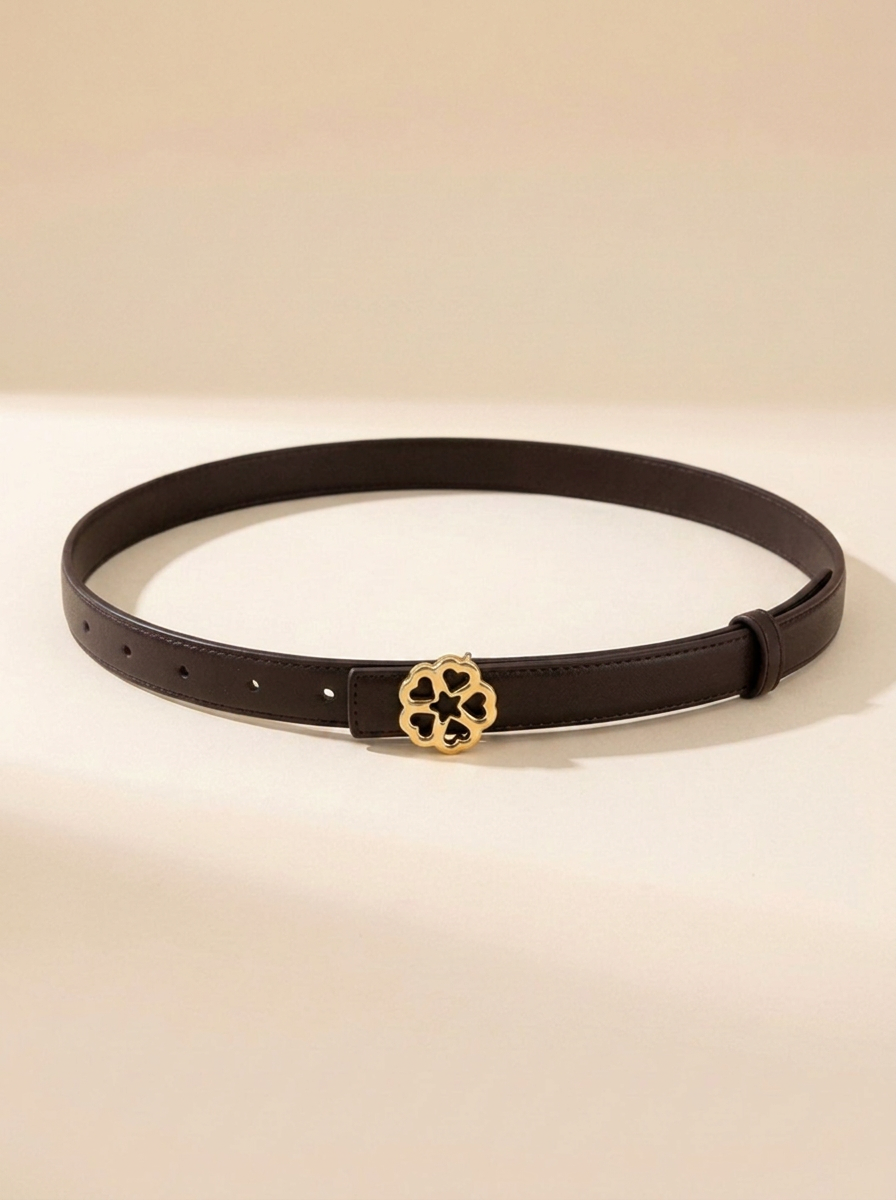 VelouraAvenue Floral Buckle Belt - Coffee Brown - Image 3