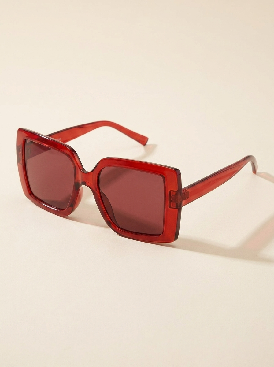 VelouraAvenue Acetate Square Sunglasses - Deep Red