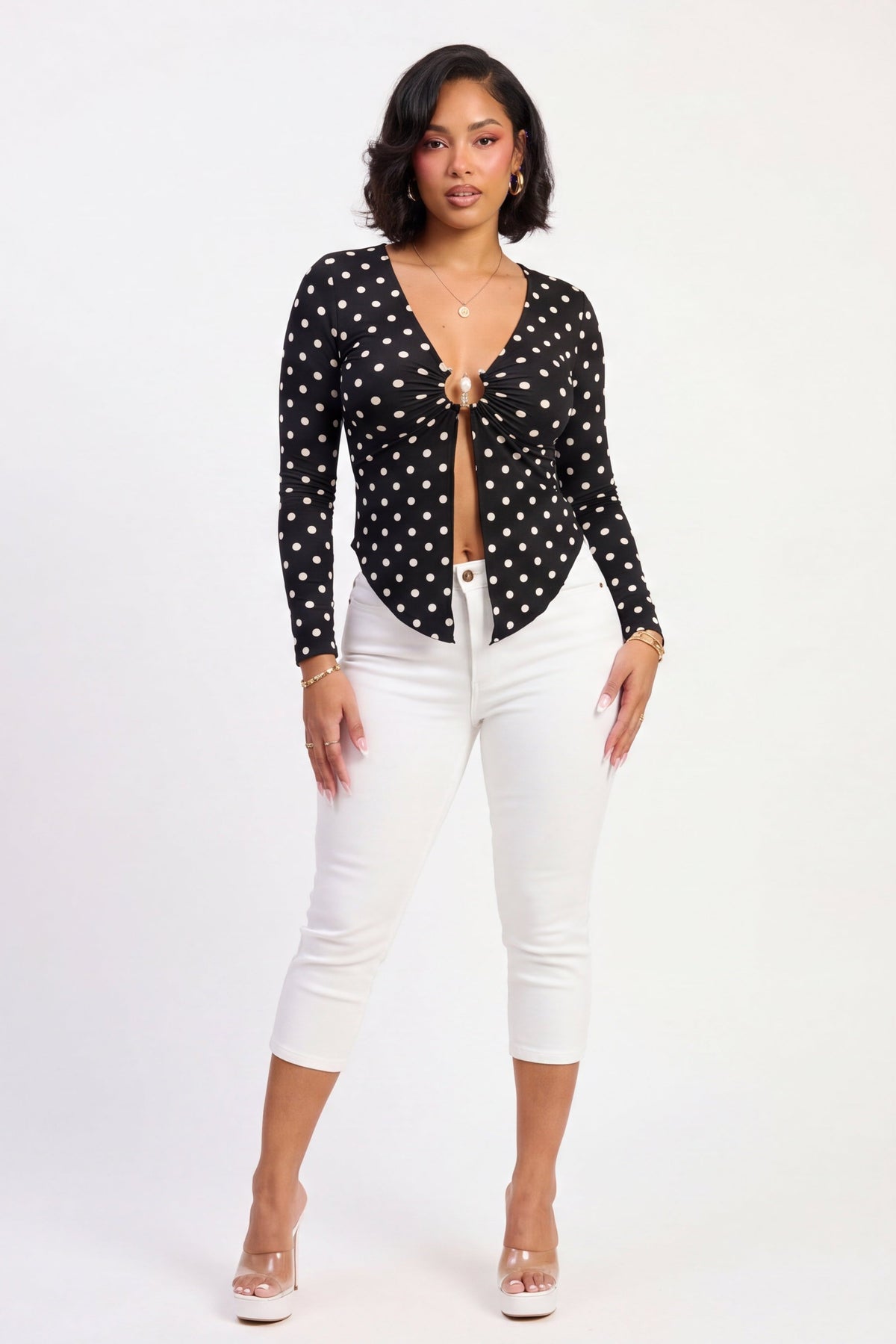 VelouraAvenue High Waist Denim Capris - WHT - Image 1