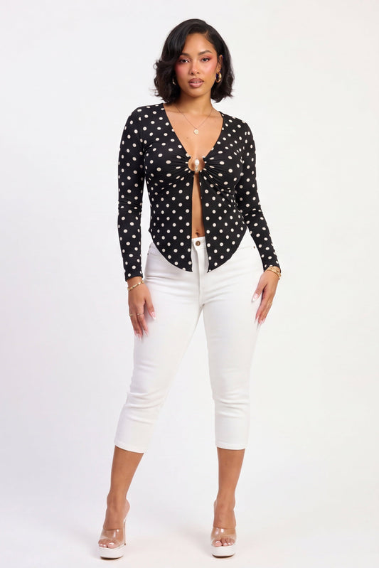 VelouraAvenue High Waist Denim Capris - WHT - Image 1