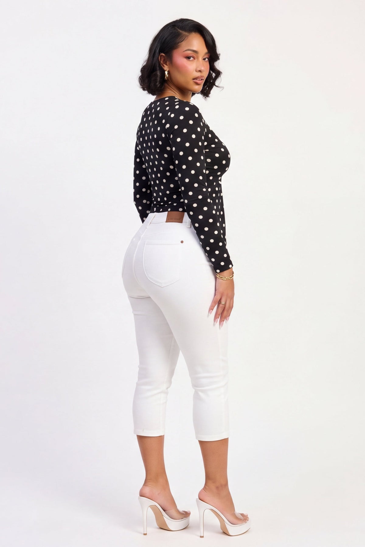 VelouraAvenue High Waist Denim Capris - WHT - Image 3
