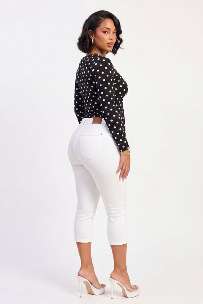 VelouraAvenue High Waist Denim Capris - WHT - Image 3