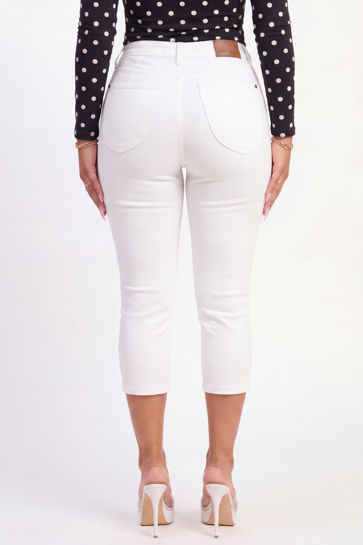 VelouraAvenue High Waist Denim Capris - WHT - Image 4