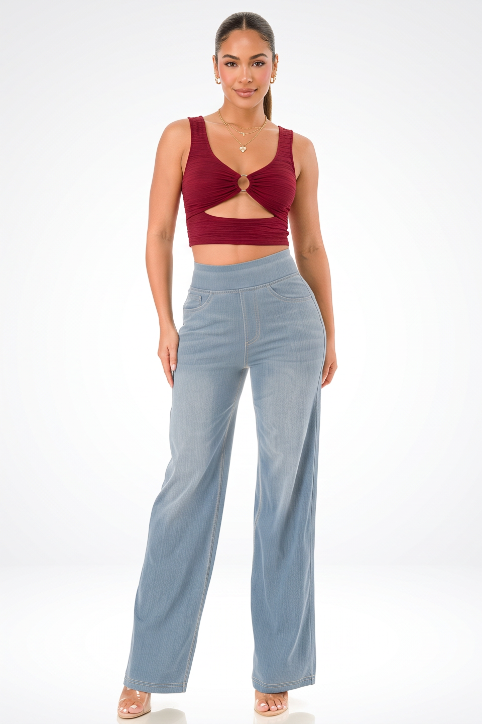 VelouraAvenue Light Wash Flare Jeans - Image 1