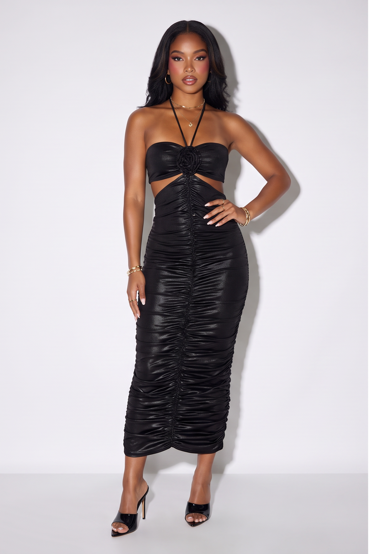 VelouraAvenue Metallic Cutout Maxi Dress - Image 6