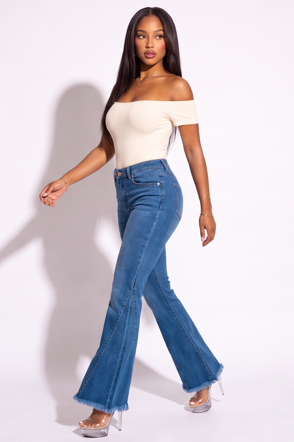 VelouraAvenue Mid Rise Flare Jeans - DARK - Image 3