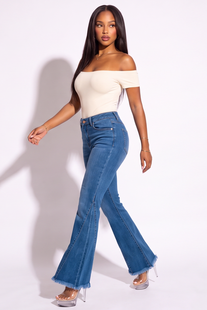 VelouraAvenue Mid Rise Flare Jeans - DARK - Image 3