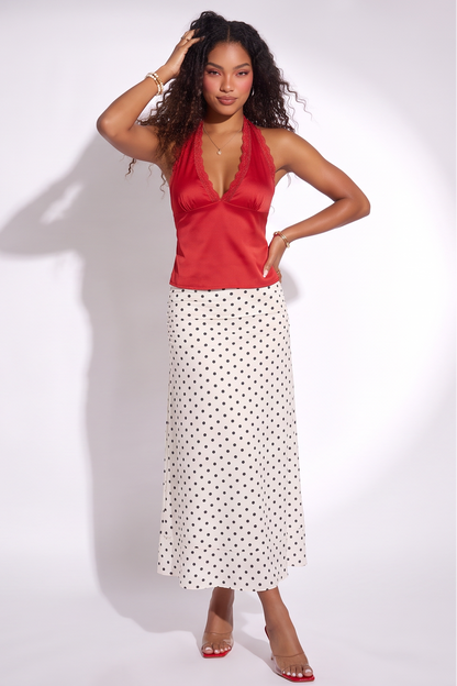 VelouraAvenue Polka Dot Maxi Skirt - White - Image 5
