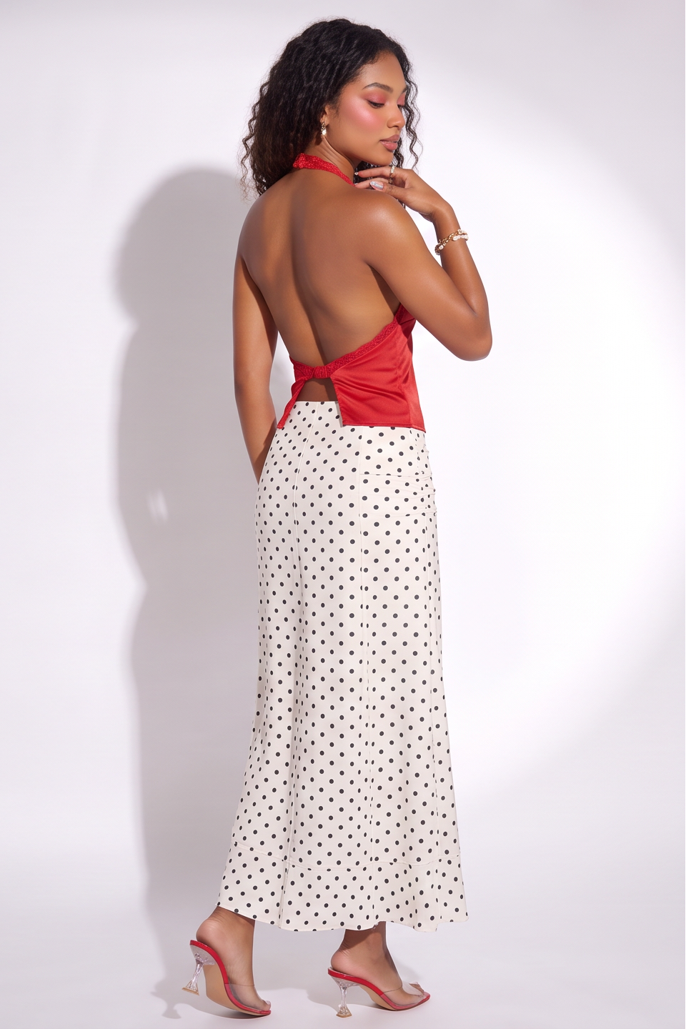 VelouraAvenue Polka Dot Maxi Skirt - White - Image 7