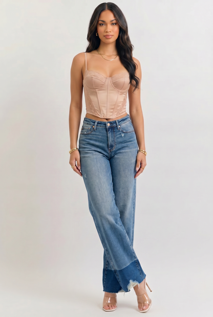 VelouraAvenue Raw Hem Straight Jeans - DK - Image 3