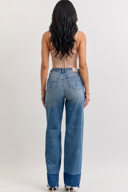 VelouraAvenue Raw Hem Straight Jeans - DK - Image 5