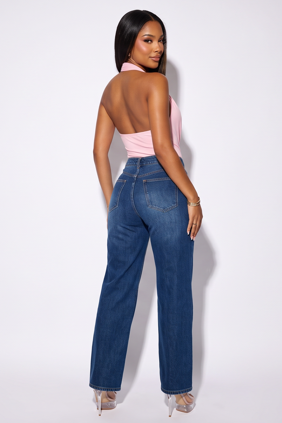 VelouraAvenue Ring Detail Halter Bodysuit - Pink - Image 3