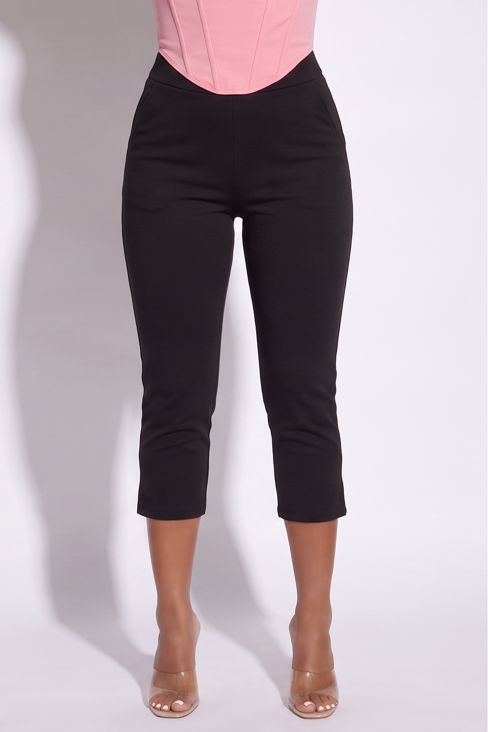 VelouraAvenue Slit Hem Capri Pants - Black - Image 8