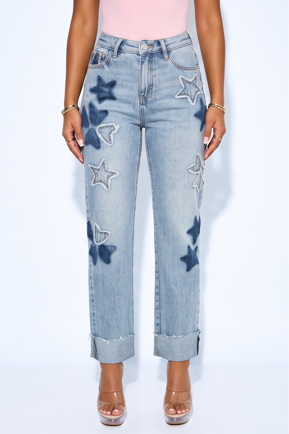 VelouraAvenue Star Patch Dad Jeans - Image 2