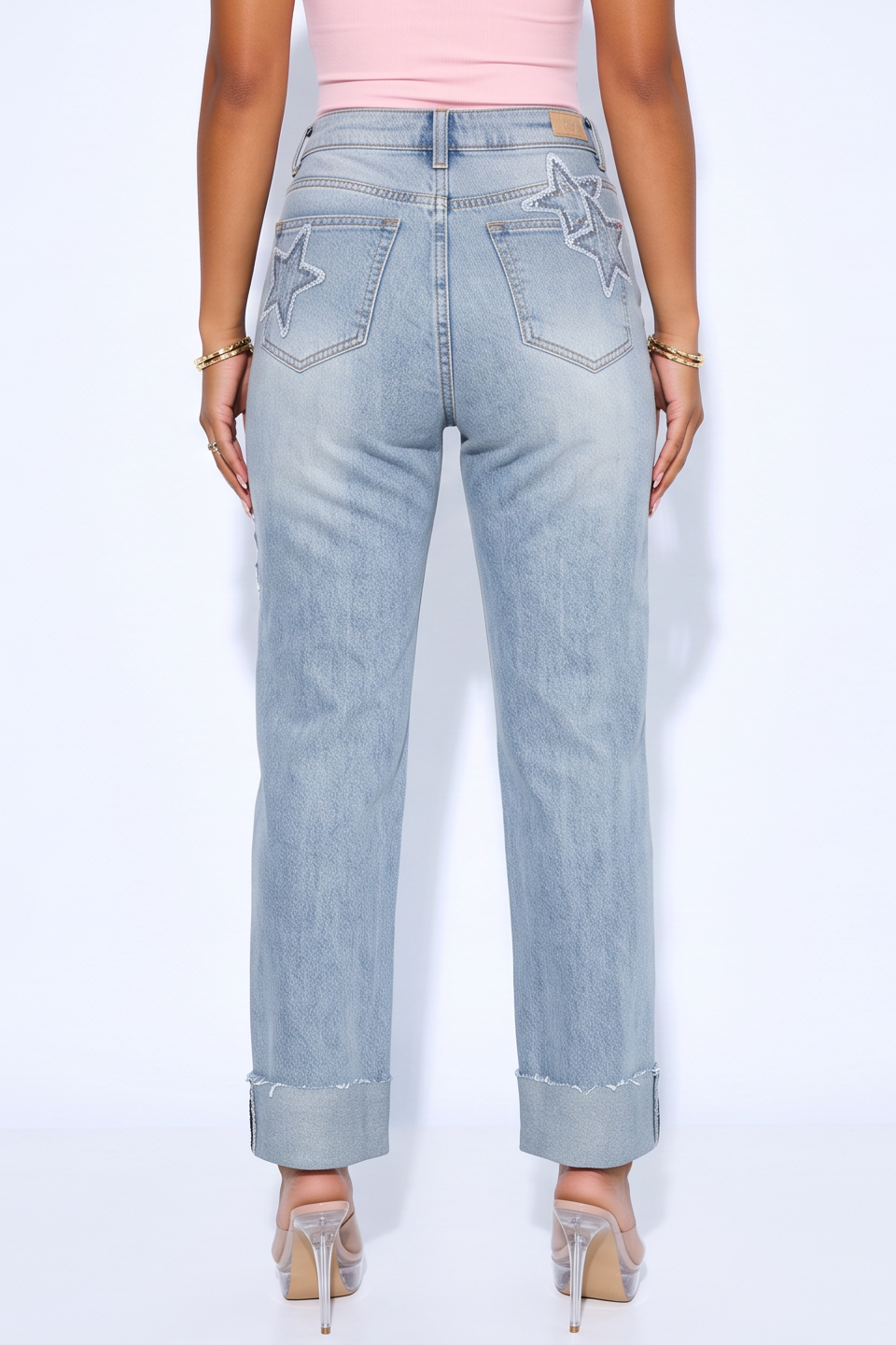 VelouraAvenue Star Patch Dad Jeans - Image 4