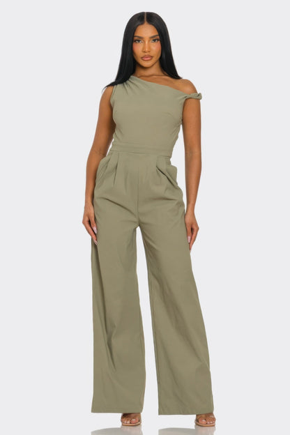 VelouraAvenue Stone One-Shoulder Jumpsuit - Image 1